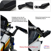 Auto Pearl Motorcycle Black Handlebar Mounted Mirrors Set Adjustable Rotating Lever Guard, Foldable Rear View Mirrors Mirror compatible with All Bike (Pack of 2)