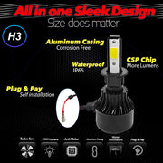 Auto Pearl H3 Car LED Foglight Bulb, 80W 3500LM 6000K (White Light LED Foglight Bulb/Auxiliary Lights) Pack of 2