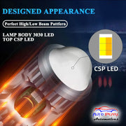 Auto Pearl Motorcycle H4 35W LED Headlight Dual Beam White and Yellow light and Red-Blue light with Flashing light compatible with All Bikes and H4 Car