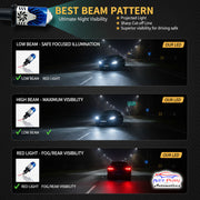 Auto Pearl H4 LED Projector Lens for car Headlight Bulbs 12V-55W  Bulb H4 CSP Chip High/Low Beam, Canbus Turbo, 6500K White and Red Light compatible with Car (Pack of 2)