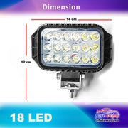 Auto Pearl Auxiliary light 18 LED Hi-Lo Ultra Bright White light Driving Spot Work Lights | 12V-35W High Brightness Driving Lamp, Work Spot Lights compatible with All Bikes and Cars
