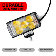 Auto Pearl 5-EYE LED Lens Fog Flashing Light, 12V-15W White, Yellow & Blue-Red Amber Auxiliary Projector Spot Lights compatible with All Bike and Car