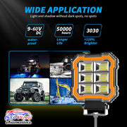Auto Pearl Square 6-Led 12V-30W, DRL Fog light, Off-Road Vehicle Light Auxiliary White-Yellow Lighting 12V-30W Driving Work Light compatible with All Bike and Car