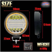 Auto Pearl 12V-24W DRL Amber LED Work Light, Round LED Light Pods Spot Flood Combo Lights Driving Work Fog Lights compatible with All Bikes and Cars