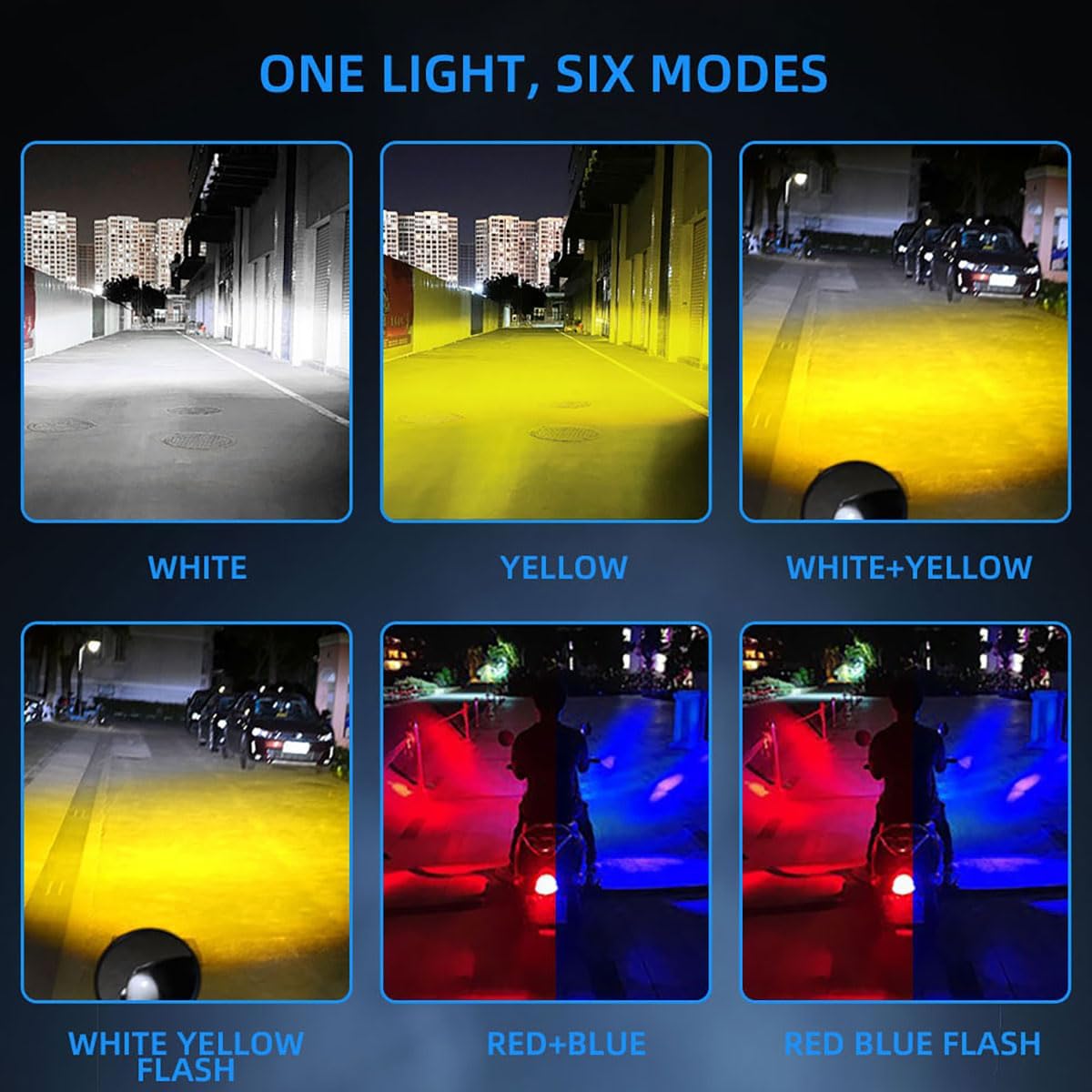 Auto Pearl 5-EYE LED Lens Fog Flashing Light, 12V-15W White, Yellow & Blue-Red Amber Auxiliary Projector Spot Lights compatible with All Bike and Car