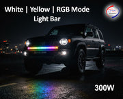 Auto Pearl 85cm LED Light Bar for Car, White, Yellow, 300W RGB Multi Mode, Waterproof High Brightness Driving Fog Light compatible with All Car (Pack of 1)