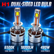 Auto Pearl H1-6500K 480W (240W Each), 36000LM LED Headlight Bulb with rear cooling Fan for Car (Cool White Light LED Headlight Bulb)