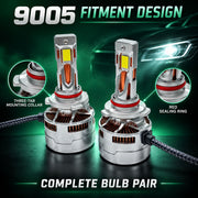 Auto Pearl 9005-6500K 480W (240W Each), 36000LM LED Headlight Bulb with rear cooling Fan for Car (Cool White Light LED Headlight Bulb)