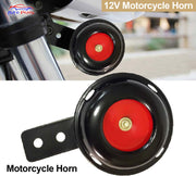 Auto Pearl 12V 110dB 3A Motorcycle Loud Tone Sound Loud Horn Fits Moped Scooter Electric Bike Black-Red with wiring compatible with All Bike (Pack of 2)