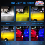 Auto Pearl 3 EYE LED Lens Fog Flashing Light, 12V-10W White, Yellow & Blue-Red Amber Auxiliary Projector Spot Lights compatible with All Bikes and Cars