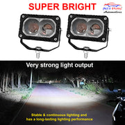 Auto Pearl Motorcycle 2-Lens Driving Lights White LED Spot light 35W White Color Fog Lights compatible with All Bike and Car