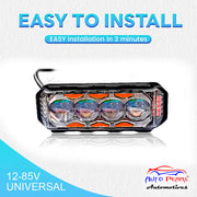 Auto Pearl Motorcycle Yellow/White & Red/Blue 4LED High Beam 12V-18W Fog Light with Flashing Mode Off-Road Vehicles compatible with All Bikes and Cars