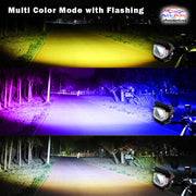 Auto Pearl Spot LED Work Light 12V-20W White/White-Yellow/Yellow High Beam and Multi Flicker mode Red/Blue Fog light, Off-Road Vehicles compatible with All Bikes and Cars