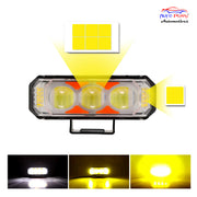 Auto Pearl Motorcycle Yellow/White & Red/Blue 4LED High Beam 12V-18W Fog Light with Flashing Mode Off-Road Vehicles compatible with All Bikes and Cars