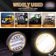 Auto Pearl 12V-24W DRL Amber LED Work Light, Round LED Light Pods Spot Flood Combo Lights Driving Work Fog Lights compatible with All Bikes and Cars