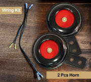Auto Pearl 12V 110dB 3A Motorcycle Loud Tone Sound Loud Horn Fits Moped Scooter Electric Bike Black-Red with wiring compatible with All Bike (Pack of 2)