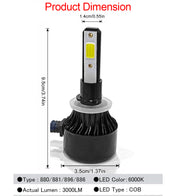 Auto Pearl 880/881/H27/H27SB Car LED Foglight Bulb, 80W 3500LM 6000K (White Light LED Foglight Bulb) (Pack of 2)