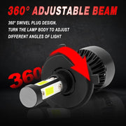 Auto Pearl H4 80W LED Headlight with Better Heat Dissipation 6000K, 3500LM Water Resistant White Light (Pack of 2)