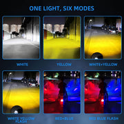 Auto Pearl 4-EYE LED Lens Fog Flashing Light, 12V-15W White, Yellow & Blue-Red Amber Auxiliary Projector Spot Lights compatible with All Bike and Car