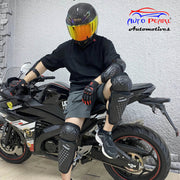 Auto Pearl Motorcycle Knee Pads and Elbow Pads Protective Set for Riding, Cycling and Multi Sports Safety Protection compatible with All Bike (Black, 4 Pcs)