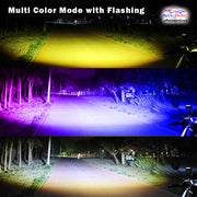 Auto Pearl Motorcycle Yellow/White & Red/Blue 4LED High Beam 12V-18W Fog Light with Flashing Mode Off-Road Vehicles compatible with All Bikes and Cars