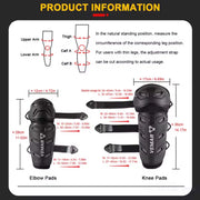 Auto Pearl Motorcycle Knee Shin Guards Elbow Pads, 4 in 1 Monstor Style  Knee Shin Safe Protection Armor for Moto Cycling Racing compatible with All Bike (Black, 4Pcs)