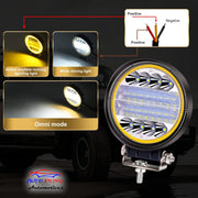 Auto Pearl 12V-24W DRL Amber LED Work Light, Round LED Light Pods Spot Flood Combo Lights Driving Work Fog Lights compatible with All Bikes and Cars