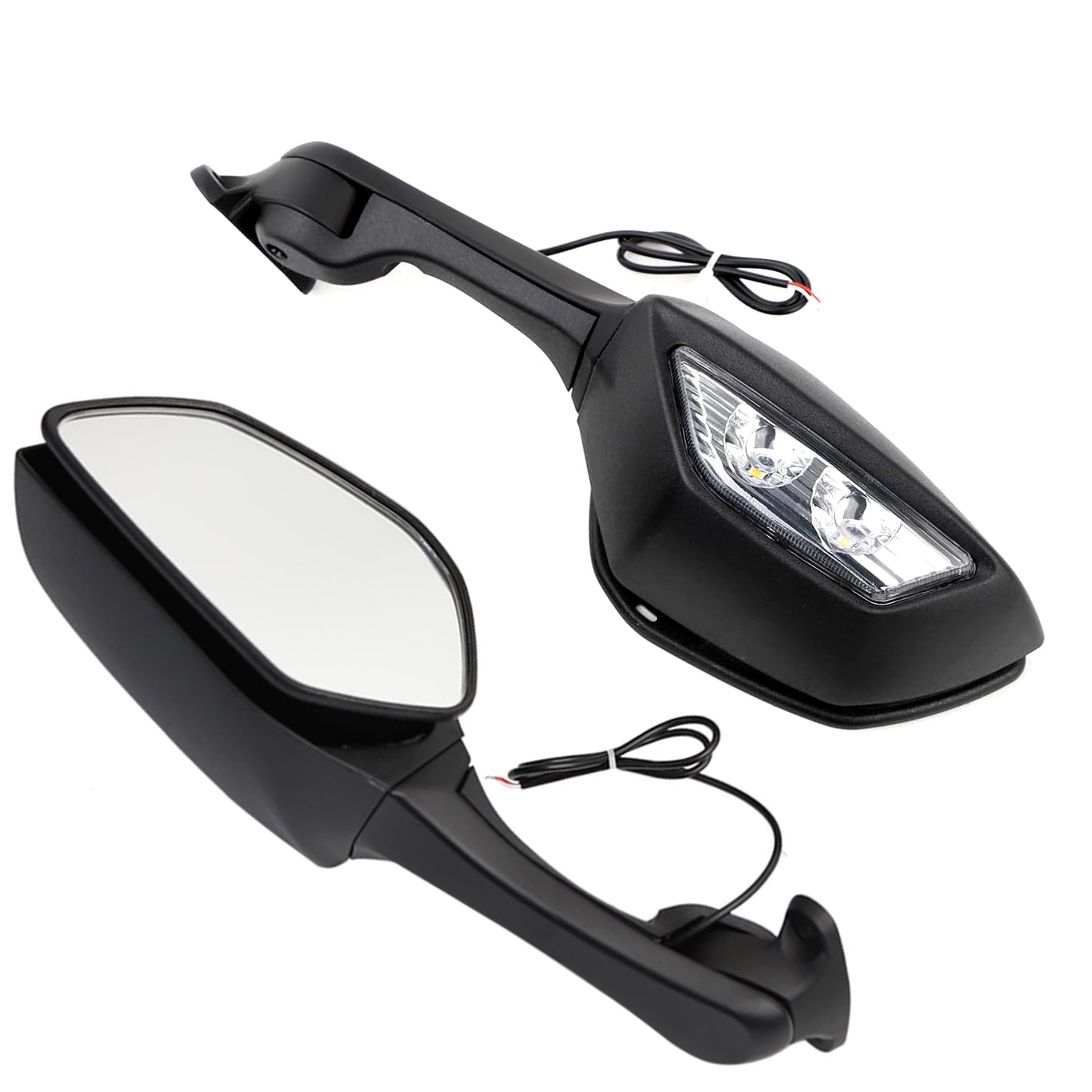 Auto Pearl Motorcycle Adjustable Rear View Side Mirror with Turn Signal Led Indicator Motorcycle Side Rearview Mirrors Compatible For R15-V3-V4, R1M, ZX6R, ZX10R, ZX25R, CBR600RR, CBR650R, FZ6R, Kawasaki Ninja ZX10R