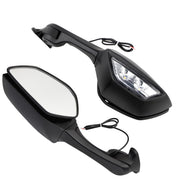 Auto Pearl Motorcycle Adjustable Rear View Side Mirror with Turn Signal Led Indicator Motorcycle Side Rearview Mirrors Compatible For R15-V3-V4, R1M, ZX6R, ZX10R, ZX25R, CBR600RR, CBR650R, FZ6R, Kawasaki Ninja ZX10R