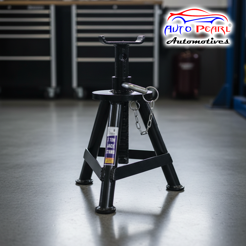 Auto Pearl 3 Ton Black Jack Stand For Cars Lifting, With 450 mm Of Maximum Lifting Height (Ed- Coated) compatible with All Car (Pack of 1)