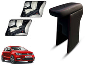 Auto Pearl Premium Car Armrest with Storage Box, High-Density Foam, Nappa Leatherette Black with double Stitching, No Obstruction to Rear Window Buttons, for Polo