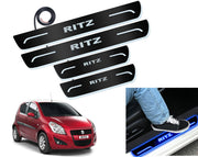 Auto Pearl Car Door Foot Step Led Sill/Scuff Plates With Mirror Finish Compatible with All Models (Set of 4)