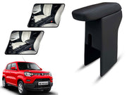 Auto Pearl Premium Car Armrest with Storage Box, High-Density Foam, Nappa Leatherette Black with double Stitching, No Obstruction to Rear Window Buttons, for S-Presso