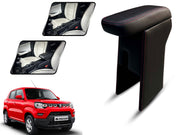 Auto Pearl Premium Car Armrest with Storage Box, High-Density Foam, Nappa Leatherette Black with double Stitching, No Obstruction to Rear Window Buttons, for S-Presso