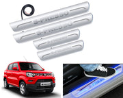 Auto Pearl Car Door Foot Step Led Sill/Scuff Plates With Mirror Finish Compatible with All Models (Set of 4)