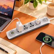 Auto Pearl Multi Plug Extension Board with Surge Protection – 4 Sockets, 2 USB Ports, LED Indicator, 6A Three Pin Socket