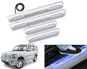 Auto Pearl Car Door Foot Step Led Sill/Scuff Plates With Mirror Finish Compatible with All Models (Set of 4)