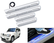 Auto Pearl Car Door Foot Step Led Sill/Scuff Plates With Mirror Finish Compatible with All Models (Set of 4)
