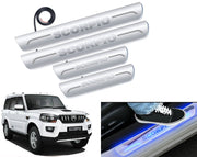 Auto Pearl Car Door Foot Step Led Sill/Scuff Plates With Mirror Finish Compatible with All Models (Set of 4)
