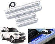 Auto Pearl Car Door Foot Step Led Sill/Scuff Plates With Mirror Finish Compatible with All Models (Set of 4)