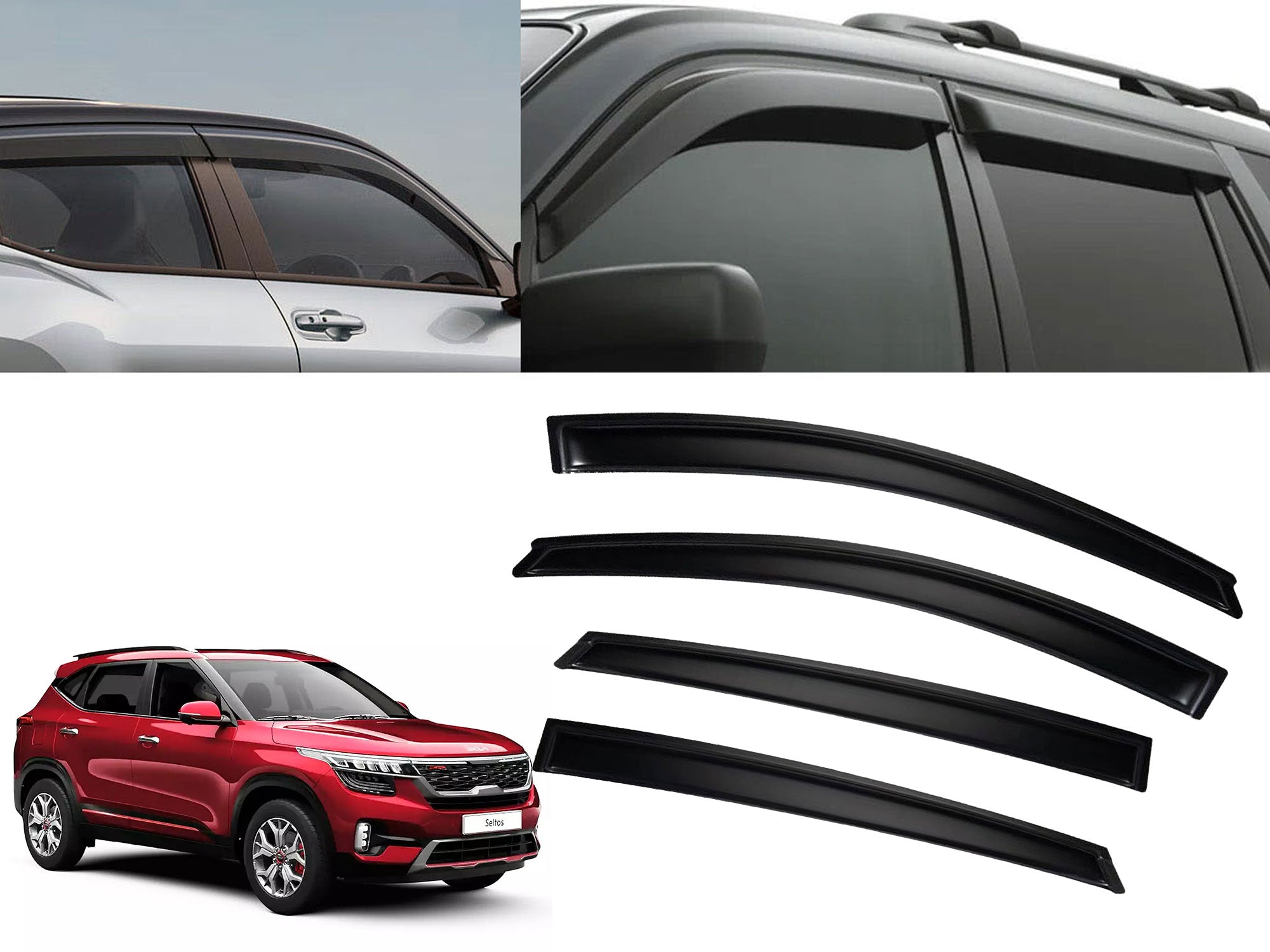 Auto Pearl Premium Door Visors for Kia | Carens 2022 6PC, Seltos, Sonet