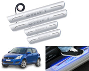 Auto Pearl Car Door Foot Step Led Sill/Scuff Plates With Mirror Finish Compatible with All Models (Set of 4)
