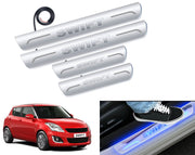 Auto Pearl Car Door Foot Step Led Sill/Scuff Plates With Mirror Finish Compatible with All Models (Set of 4)