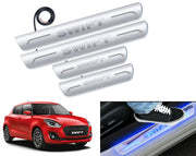 Auto Pearl Car Door Foot Step Led Sill/Scuff Plates With Mirror Finish Compatible with All Models (Set of 4)