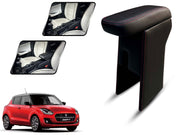 Auto Pearl Premium Car Armrest with Storage Box, High-Density Foam, Nappa Leatherette Black with double Stitching, No Obstruction to Rear Window Buttons, for Swift-2024-(VXI-VDI-ZXI-ZDI)