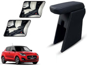 Auto Pearl Premium Car Armrest with Storage Box, High-Density Foam, Nappa Leatherette Black with double Stitching, No Obstruction to Rear Window Buttons, for Swift-2024-(VXI-VDI-ZXI-ZDI)