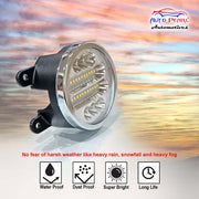 High Power Premium Quality 30 Led DRL Fog Lamp (White) with Chrome Ring Assembly (Set of 2)