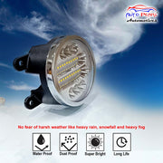 High Power Premium Quality 30 Led DRL Fog Lamp (White) with Chrome Ring Assembly (Set of 2)