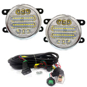 High Power Premium Quality 30 Led DRL Fog Lamp (White) with Chrome Ring Assembly (Set of 2)