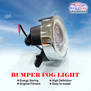 High Power Premium Quality 4 Led DRL Fog Lamp (White) with Chrome Ring Assembly (Set of 2)